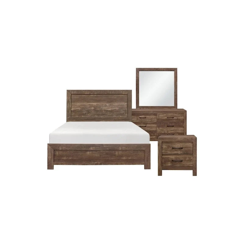 Ensemble de chambre à coucher 3 pièces Tabina marron rustique et moderne