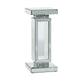 Table piédestal en verre miroir - Argent - Décor Roche River - 12Lx12Px28H