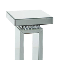 Table piédestal en verre miroir - Argent - Décor Roche River - 12Lx12Px28H