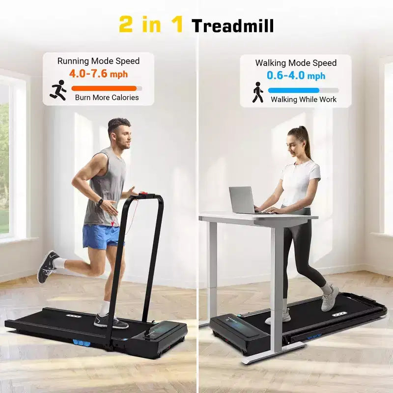 REDLIRO Tapis de Course Pliable 2 en 1 sous Le Bureau Machine de Marche Course 12,2 km/h pour Bureau à Domicile Noir