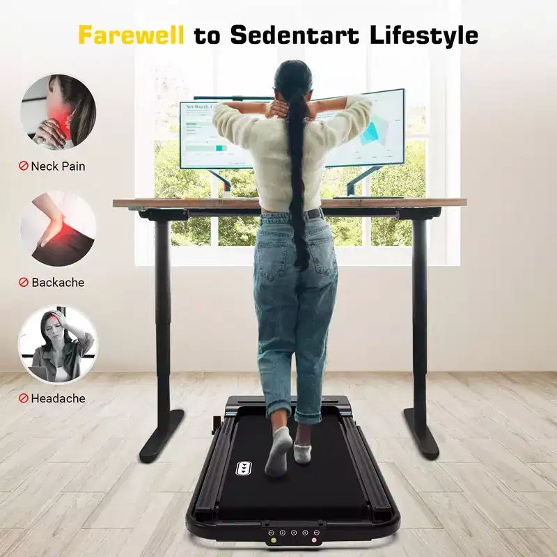 REDLIRO Tapis de Course Pliable 2 en 1 sous Le Bureau Machine de Marche Course 12,2 km/h pour Bureau à Domicile Noir