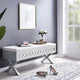 Banc de rangement Leick Home avec plateau relevable, miroir, filigrane en losange et base en X
