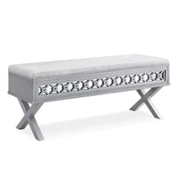 Banc de rangement Leick Home avec plateau relevable, miroir, filigrane en losange et base en X