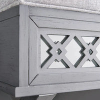 Banc de rangement Leick Home avec plateau relevable, miroir, filigrane en losange et base en X