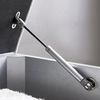 Banc de rangement Leick Home avec plateau relevable, miroir, filigrane en losange et base en X