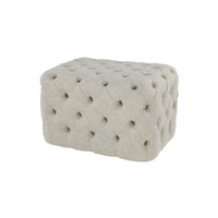 Pouf capitonné en tissu de lin - Beige - Décor Roche River