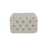 Pouf capitonné en tissu de lin - Beige - Décor Roche River