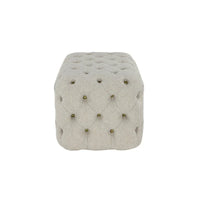 Pouf capitonné en tissu de lin - Beige - Décor Roche River