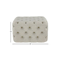 Pouf capitonné en tissu de lin - Beige - Décor Roche River