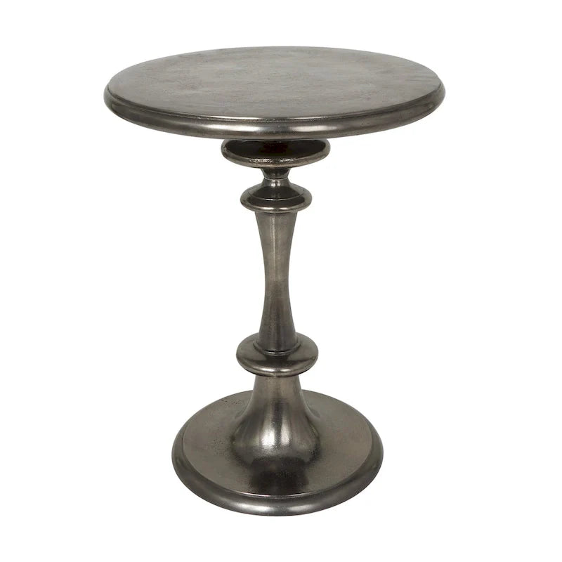 Table d'appoint style métal tourné en aluminium - Noir - Roche River Decor - 18L x 18P x 23H