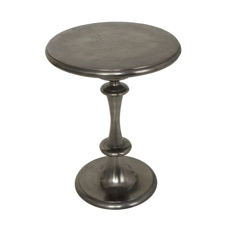 Table d'appoint style métal tourné en aluminium - Noir - Roche River Decor - 18L x 18P x 23H