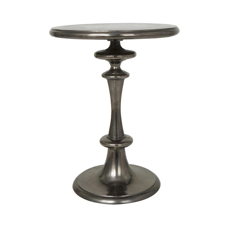 Table d'appoint style métal tourné en aluminium - Noir - Roche River Decor - 18L x 18P x 23H