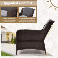 Ensemble de mobilier de patio Costway 3 pièces avec coussins et table basse en verre trempé