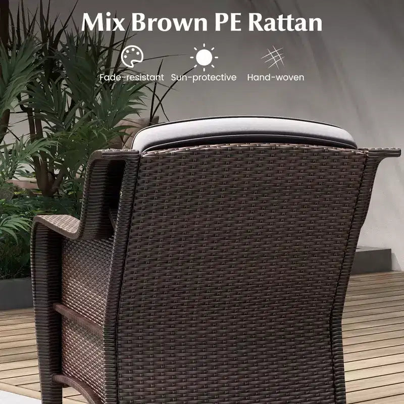 Ensemble de mobilier de patio Costway 3 pièces avec coussins et table basse en verre trempé