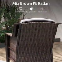 Ensemble de mobilier de patio Costway 3 pièces avec coussins et table basse en verre trempé