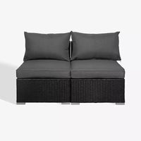 Canapé sans accoudoirs WestinTrends en rotin et osier pour patio avec coussins (lot de 2), gris/ivoire