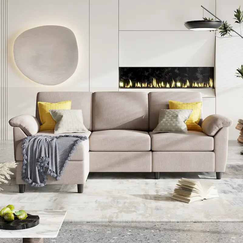 Canapé Sectionnel Futzca, 3 Places Forme L avec Coussins Amovibles