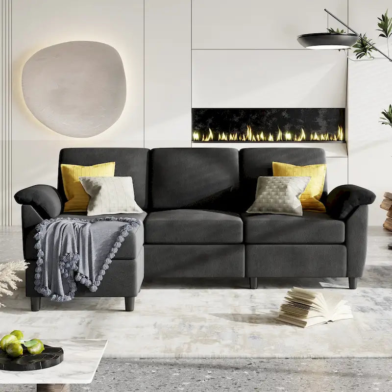 Canapé Sectionnel Futzca, 3 Places Forme L avec Coussins Amovibles
