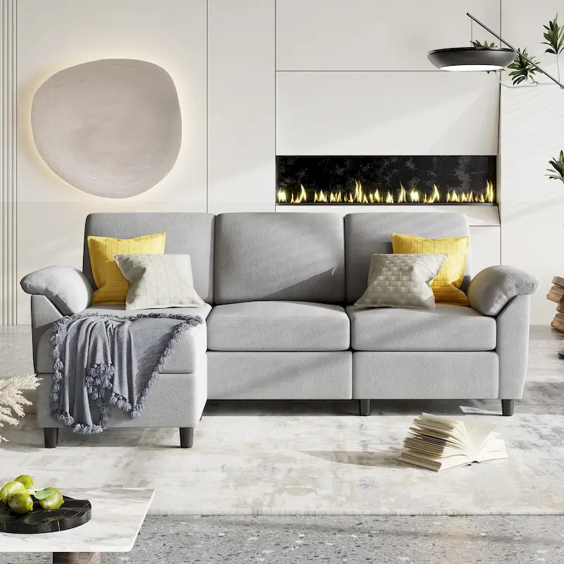 Canapé Sectionnel Futzca, 3 Places Forme L avec Coussins Amovibles