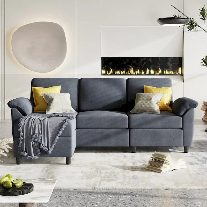 Canapé Sectionnel Futzca, 3 Places Forme L avec Coussins Amovibles