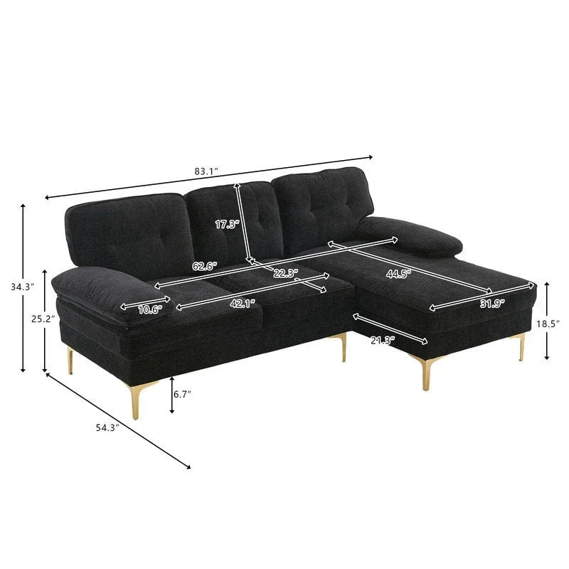 Canapé modulaire d'intérieur trois places simple et élégant