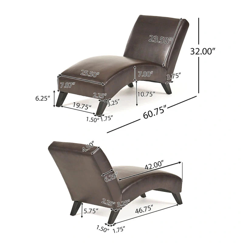 Chaise longue en cuir Finlay par Christopher Knight Home