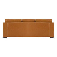 Canapé moderne en cuir véritable avec pieds en bois et coussin traversin supplémentaire