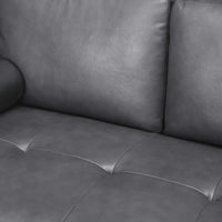 Canapé moderne en cuir véritable avec pieds en bois et coussin traversin supplémentaire