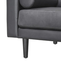 Canapé moderne en cuir véritable avec pieds en bois et coussin traversin supplémentaire
