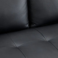 Canapé moderne en cuir véritable avec pieds en bois et coussin traversin supplémentaire