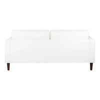 Canapé moderne en cuir véritable avec pieds en bois et coussin traversin supplémentaire