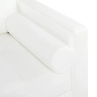 Canapé moderne en cuir véritable avec pieds en bois et coussin traversin supplémentaire