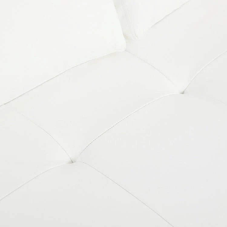 Canapé moderne en cuir véritable avec pieds en bois et coussin traversin supplémentaire
