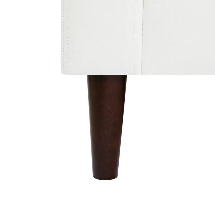 Canapé moderne en cuir véritable avec pieds en bois et coussin traversin supplémentaire
