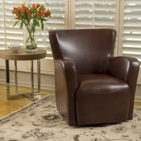 Fauteuil pivotant club à oreilles en cuir reconstitué Angelo par Christopher Knight Home