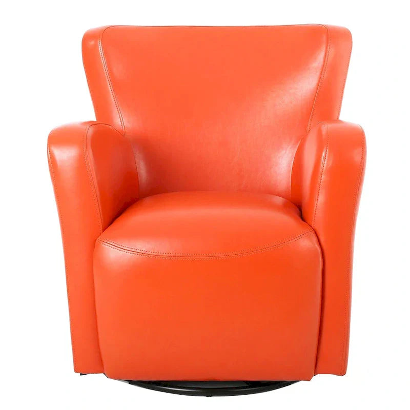 Fauteuil pivotant club à oreilles en cuir reconstitué Angelo par Christopher Knight Home