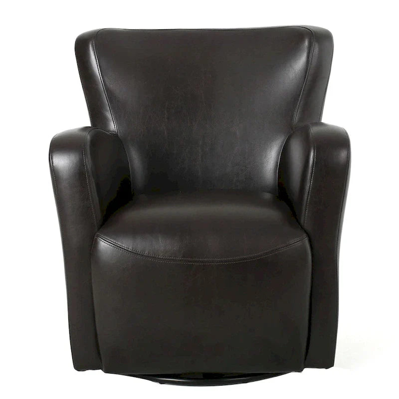 Fauteuil pivotant club à oreilles en cuir reconstitué Angelo par Christopher Knight Home