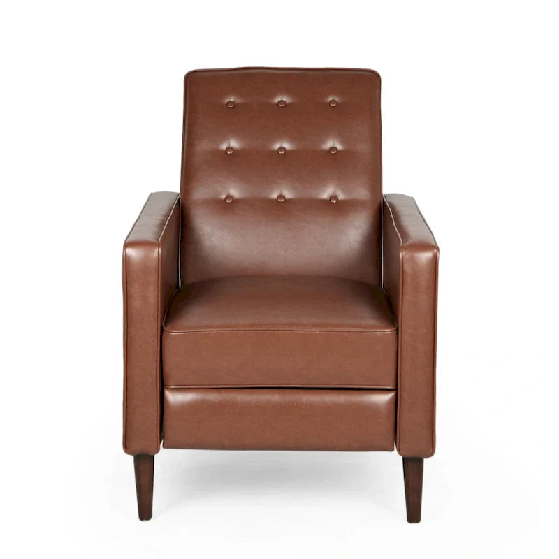 Fauteuil Inclinable Capitonné Milieu de Siècle Mervynn en Similicuir par Christopher Knight Home
