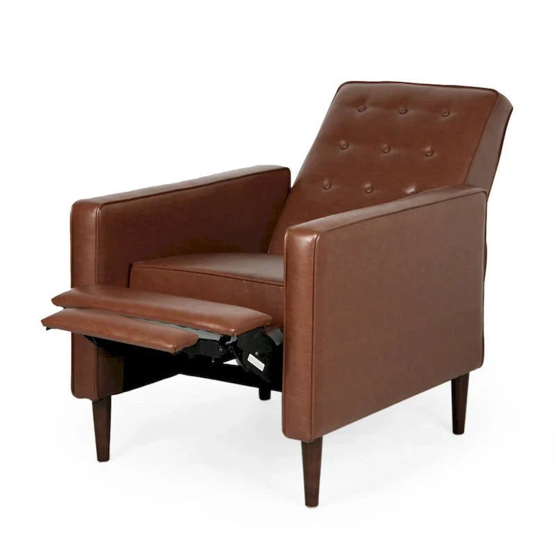 Fauteuil Inclinable Capitonné Milieu de Siècle Mervynn en Similicuir par Christopher Knight Home