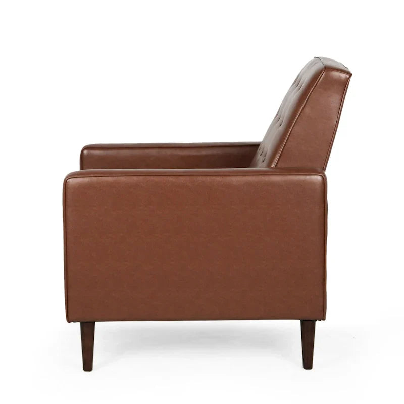 Fauteuil Inclinable Capitonné Milieu de Siècle Mervynn en Similicuir par Christopher Knight Home