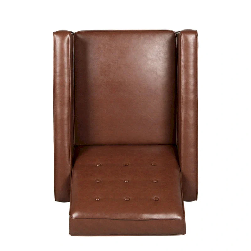 Fauteuil Inclinable Capitonné Milieu de Siècle Mervynn en Similicuir par Christopher Knight Home
