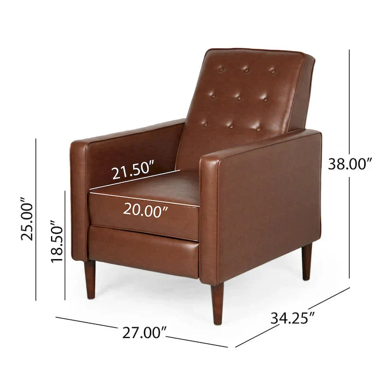 Fauteuil Inclinable Capitonné Milieu de Siècle Mervynn en Similicuir par Christopher Knight Home