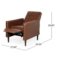 Fauteuil Inclinable Capitonné Milieu de Siècle Mervynn en Similicuir par Christopher Knight Home