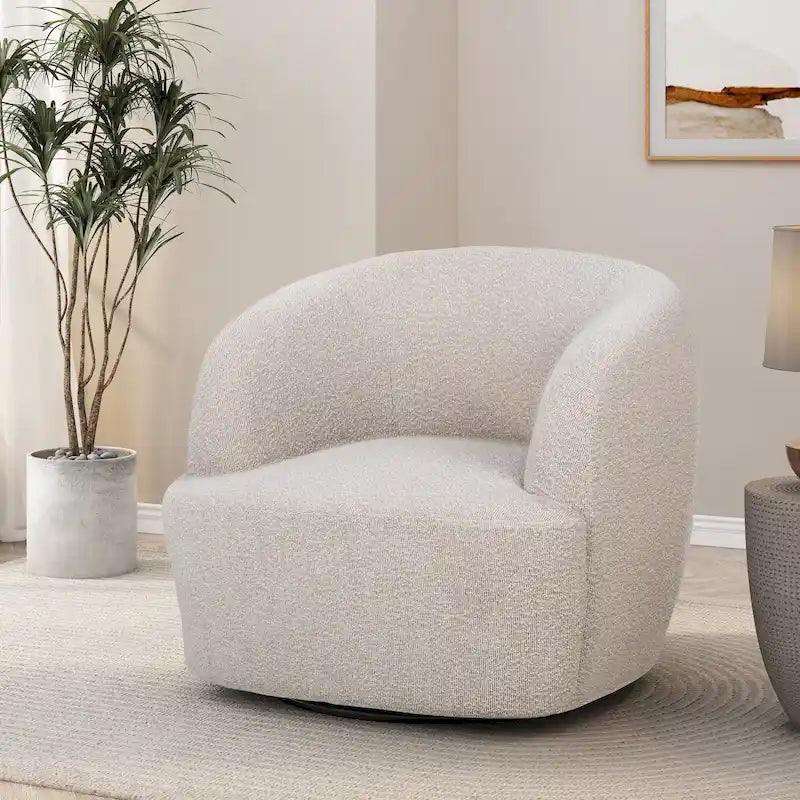 Fauteuil Club Pivotant Rembourré en Boucle Texturé Mokena par Christopher Knight Home