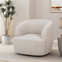 Fauteuil Club Pivotant Rembourré en Boucle Texturé Mokena par Christopher Knight Home