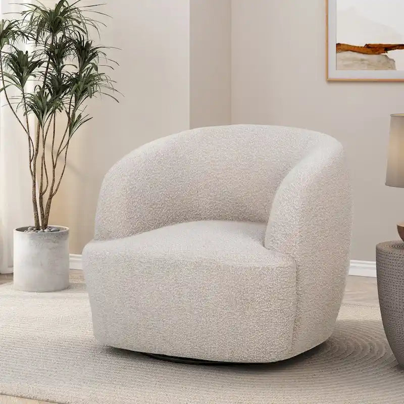 Fauteuil Club Pivotant Rembourré en Boucle Texturé Mokena par Christopher Knight Home