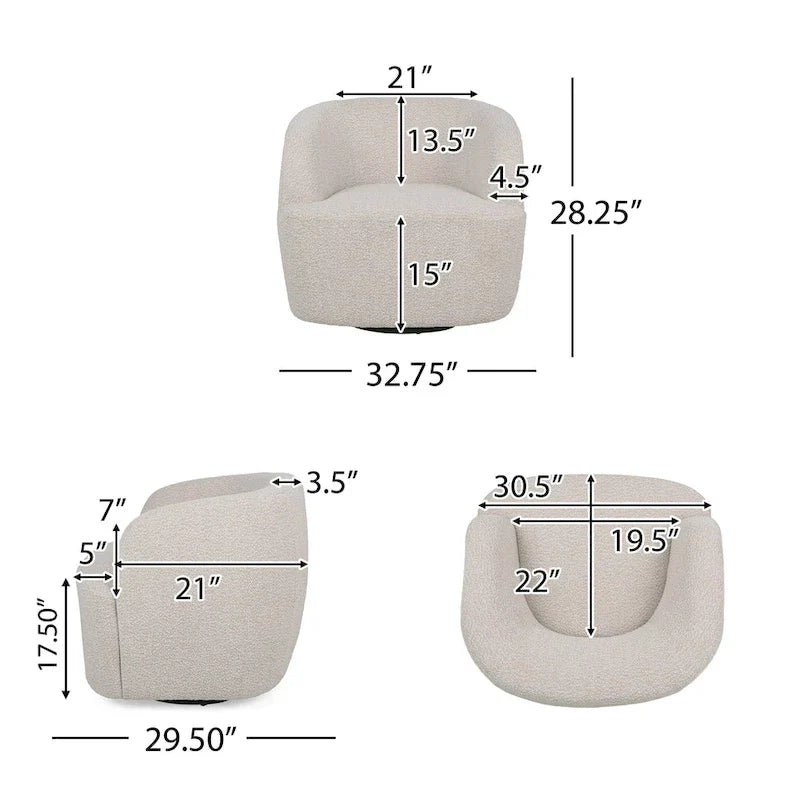 Fauteuil Club Pivotant Rembourré en Boucle Texturé Mokena par Christopher Knight Home