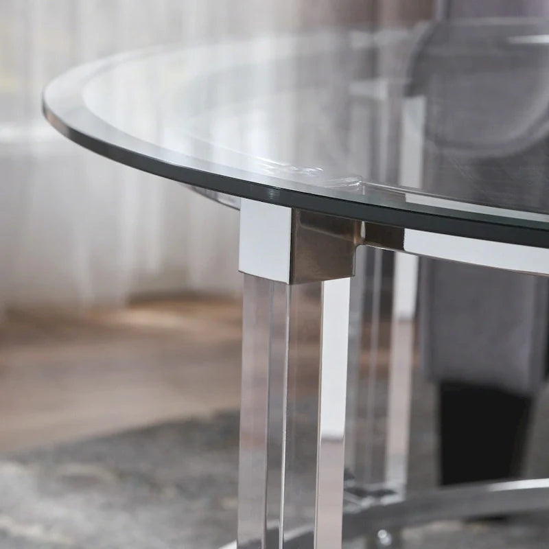 Table basse ronde en verre Elowen par Christopher Knight Home - 35,5 L x 35,5 L x 18 H