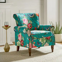 Nyctelius - Fauteuil d'appoint traditionnel en polyester avec accoudoirs roulés et clous décoratifs par HULALA HOME