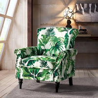Nyctelius - Fauteuil d'appoint traditionnel en polyester avec accoudoirs roulés et clous décoratifs par HULALA HOME